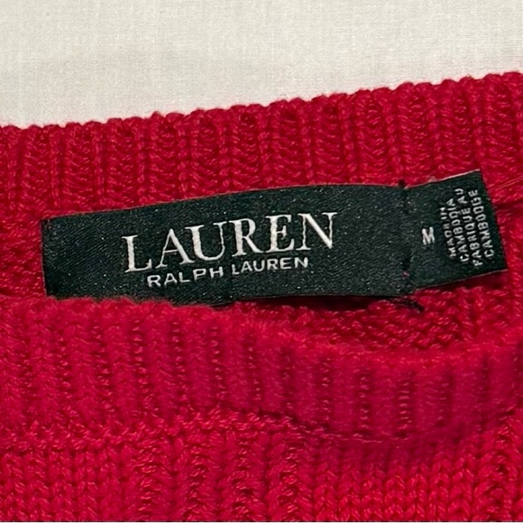 Lauren Ralph Lauren Red  Cable Knit Sweater NWT - Picture 5 of 5